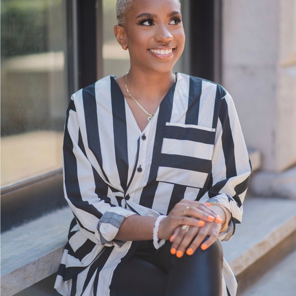 striped kahlana barfield & target collab shirt dress